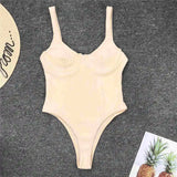 S - XL New Sexy High Cut Women Swimwear Ribbed Underwired One Piece Swimsuit Female Bather Bathing Suit Swim Lady Bodysuit V1607