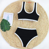 2026 New With Button Mid Waist Bikini Female Swimsuit Women Swimwear Two-Pieces Bikini Set Padded Bather Bathing Suit Swim V8315