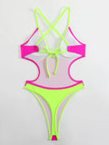 sexy backless pathcwork bikinis one piece swimsuit bikini thong swimsuit Swimwear Biquini conjunto de bikini tankini beachwear