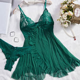 New Sexy Pink Lingerie Set Erotic Bra Nightdress Women Thong, Attractive, Breathable, Romantic Sexy Comfortable Sleepwear &Dress
