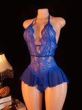 Women's Bodysuit Rose Crotchless Adult Erotic Sexy Lingerie Lace Deep V-neck Temptation Underwear Valentine's Gift
