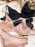 Elegant French Design Minimizer Bra Fashion Triangle Cups Structural Support Ultra Thin Soft Mesh Lingerie Set MOYISU Sexy Tushy