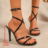 Ankle Wrap Stiletto High Heel Sandals Women Buckle Strap Thin Heels Party Shoes Woman Super High Heeled Gladiator Sandals 43