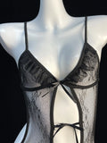 Crothless Sexy Lingerie Women Bodysuit Lace Underwear Transparent Hollow Out Fetish Babydoll Dress Open Croth Erotic Costume