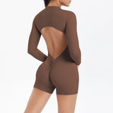 Women's Seamless Yoga Jumpsuits Sports Fitness Zipper Open Beauty Back Hip-lifting One-Piece Running Training Workout Bodysuits