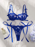 Lady Floral Embroidery Lingerie Set Women Sheer Bra and Brief Underwear Set Satin Sexy Intimates Underwear