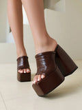 Sexy High Heels Women Slippers Platform 2026 Summer Slides Mules Shoes Leather Black White Red Sandals Large Size Brand