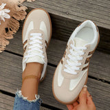 Plus Size 43 Leopard Print Flats Women Fashion Striped Lace Up Platform Sneakers Women Comfy Anti Slip Soft Sole Sport Shoes