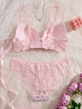 Single of Women's Underwear Set Sexy Lace Patchwork with Push Up Bra Romantic Sheer Women's Panties