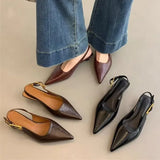 Summer Pointed Toe Women Sandals Fashion Singbacks Mules Shoes Ladies Elegant Low Heel Stripper Party Sandalias 2025