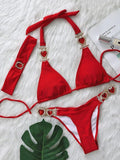 Halter Rhinestones Diamond Bikini Women Swimsuit Female Swimwear Three pieces Bikini Set Brazilian Hairband Bathing Suit Swim