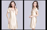 Women's Sleepwear Ice Silk Casual Silk Pajamas Women's Summer Sexy Short Sleeve Lace Pajamas Loungewear