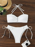 Halter Bandeau Bikinis 2026 Women Sexy Swimsuit Solid Padded High Waist Swimwear Female Bathers Bathing Swimming Swim Suit