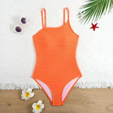 Girl Orange One Piece Swimsuit for Kids Children's Swimwear 8-12 Years Beach Wear Cute Bathing Suit Teenagers Holiday Outfit