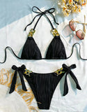 2026 Triangle String Bikinis Women Chain Linked Swimwear Female Sexy Swimsuit Solid Bathers Bathing Swimming Swim Suit Beachwear