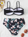 2026 Bandeau Swimsuit Women High Waist Bikini Printed Swimwear Female Padded Bathers Bathing Swimming Swim Suit Beachwear