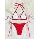 Glitter Sparkling Halter High Leg Cut Bikini Female Swimsuit Women Swimwear Two-pieces Bikini set Bather Bathing Suit Swim V5501
