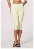 Hip Lifting Midi Length Yoga Pants Women Contrast Color Gym Sports High Waist Capri Trousers Breathable Fitness Running Leggings