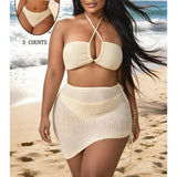 0XL - 4XL 3PCS Bikini Plus Size Large Size Swimwear Women Swimsuit Female Three-pieces Bikini set Bather Bathing Suit Swim V8191