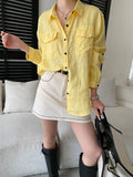 Women White Linen Blend Button Down Shirt Turn Down Collar Chest Pocket Loose Fit Blouse For Summer And Vacation Outfit KY7U