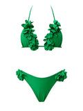 Flower Bikini With Skirt Set Sexy Women 3Pcs Swimsuit Push Up Swimwear Female Bandeau Biquini Bathing Suit Bodysuit Beachwear