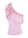 Women’s Sexy One Shoulder Bustier, Fashion Asymmetrical Corset Top, Boned Slimming Shapewear for Tummy Control