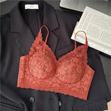 European French Lace Bralette Small Bust Push Up Anti Sagging Comfort Bras for Women Lace Back Thin Style Elegant Everyday Wear