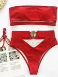 2026 Snake Printed Bandeau Bikini High Waist Swimsuit Women Vintage Swimwear Female Waist Belt Bikini Set Push Up Bathing Suit