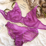 Elegant French Design Minimizer Bra Fashion Triangle Cups Structural Support Ultra Thin Soft Mesh Lingerie Set MOYISU Sexy Tushy