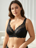 Elegant Womens Lace Bra Hollow Out Design Underwire Support Sexy Lingerie BH Tops Underwear  Plus Size A B C D E Cup