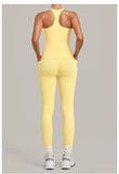 Women's Seamless Yoga Sets Sports Fitness Hip-lifting High Waist Pant Sleeveless Backless Suits Workout Running Leggings Sets