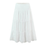 New Style Vacation Casual Long Skirt Half Transparent Lace Trimmed Mesh Splicing Hollow Embroidery Fairy Long Skirt Elegant TGER