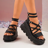Cross Band Chunky Platform Sandals Women 2025 Summer Thick Sole Wedges Rome Sandles Woman Super High Heel Gladiator Sandalias 43