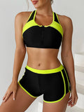 2026 Zipper Bikini Set Two Piece Swimsuit Women With Shorts Sports Swimwear Female Bathing Swimming Suit Beach Wear Summer
