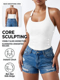 Summer Women's Halter Neck Tank Top Sleeveless Padded Crop Top Casual Vest Slim Fit Camisole for Daily Wear