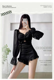 New long sleeved swimsuit for women slimming and conservative soaking in hot springs one-piece high-end sense swimsuit for women