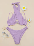 Cross Halter Underwire Bikini 2026 Women Swimsuit Solid Push Up Swimwear Female Bathers Bathing Swimming Suit Summer Beachwear