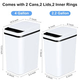 NONECN 2 Pack Touchless Motion Sensor Trash Cans With Lid