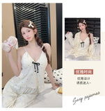 Fashionable Home Pajamas Three-piece Set Island Velvet Pajamas Spring and Autumn Suspenders Sexy Homewear Casual Suit