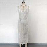 4 Color Hollow Out Sleeveless Crochet Knitted Tunic Beach Cover Up Cover-ups Beach Dress Beach Wear Beachwear Female Women K6783