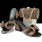doershow High Quality African fashion Style Ladies Shoes And Bags Set Latest SILVER Italian Shoes And Bag Set For Party HJJ1-10