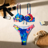 Colorful Printed Underwired Brazilian Bikini Female Swimsuit Women Swimwear Two-pieces Bikini set Bather Bathing Suit Swim K5340