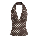 Women's Halter Tops Striped V Neck Sleeveless Open Back Slim Fit Vest Summer Party Daily Casual Wear Street Tank Tops