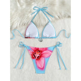 Floral Flower Printed Halter Bikini Women Swimwear Female Swimsuit Two-pieces Bikini set Strappy Bather Bathing Suit Swim K7312