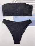 2025 Sexy Bandeau Strapless Wrinkled Bikini Women Swimwear Female Swimsuit Two-pieces Bikini set Bather Bathing Suit Swim Lady