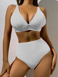 2026 Triangle High Waist Bikini Solid Strappy Swimwear Female Sexy Swimsuit Women Bathers Bathing Swimming Swim Suit Beachwear