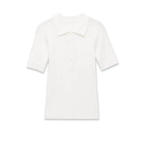 Fashion Casual Short-sleeve Collar Knit Shirt Women White Shirt Short Sleeve Button Down Casual Top For Summer Daily Wear O9JO