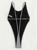 Sexy Ribbed Cross Backless Women Monokini Micro String Thong Swimwear One Piece Swimsuit Female High Cut Bathing Suit Swim Lady