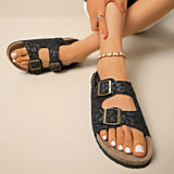 Fashion Bukcle Leopard Print Sandals Women 2025 Summer Back Strap Platform Sandles Woman Comfortable Plus Size Beach Sandalias