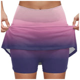 Women's Gradient Tennis Skirts High Waisted Athletic Skort With Built In Shorts Anti Slip Quick Dry Summer Skirt For Sports